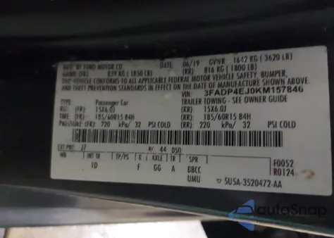 2019 Ford Fiesta Se from USA, damaged, VIN 3FADP4EJ0KM157846